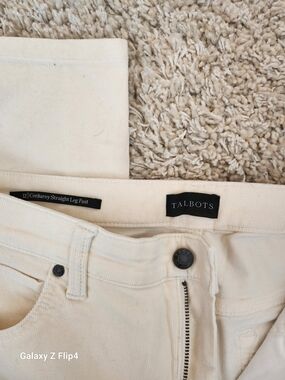 Talbots Cream Corduroy Straight-Leg Pants